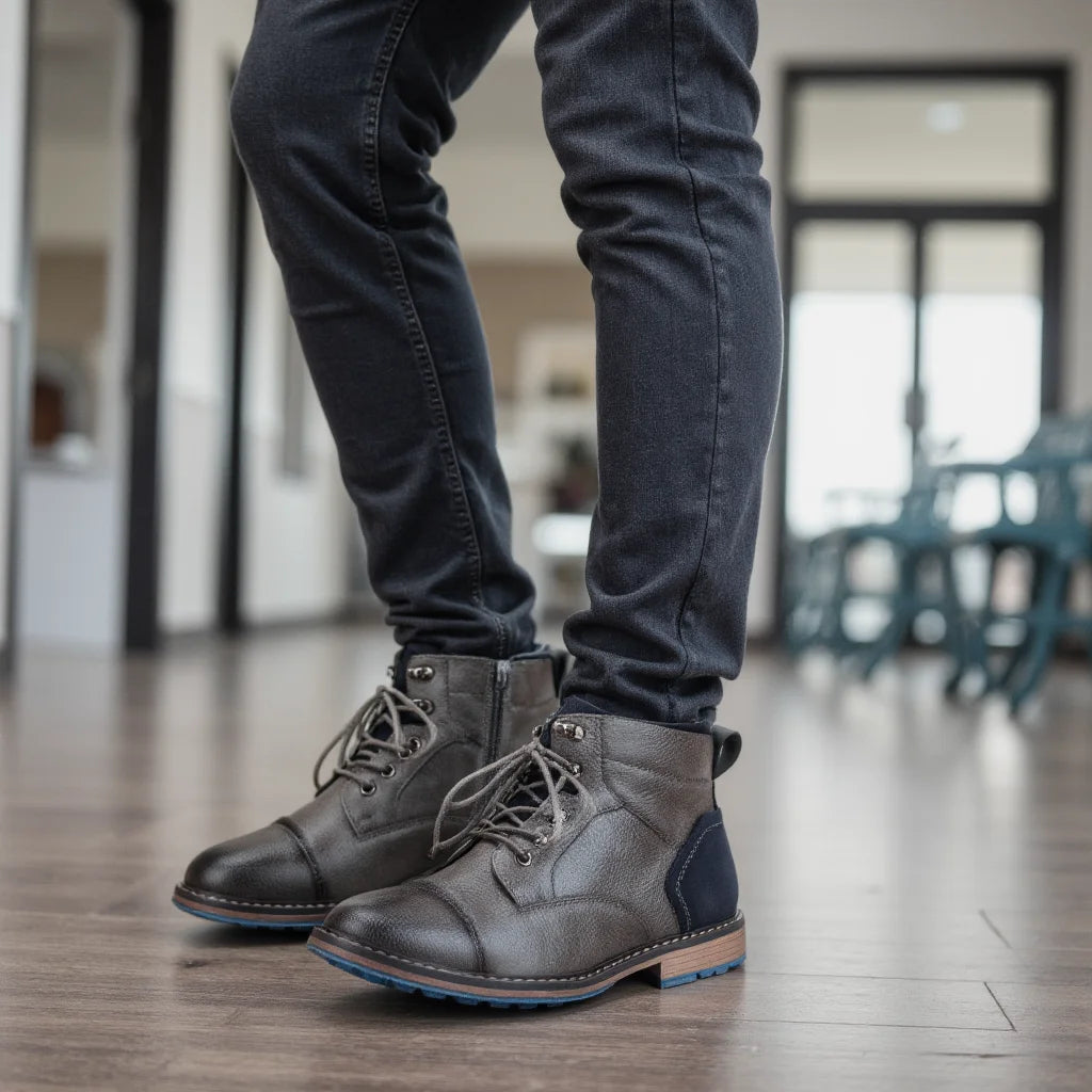 Men's Leather Ankle Boots Size