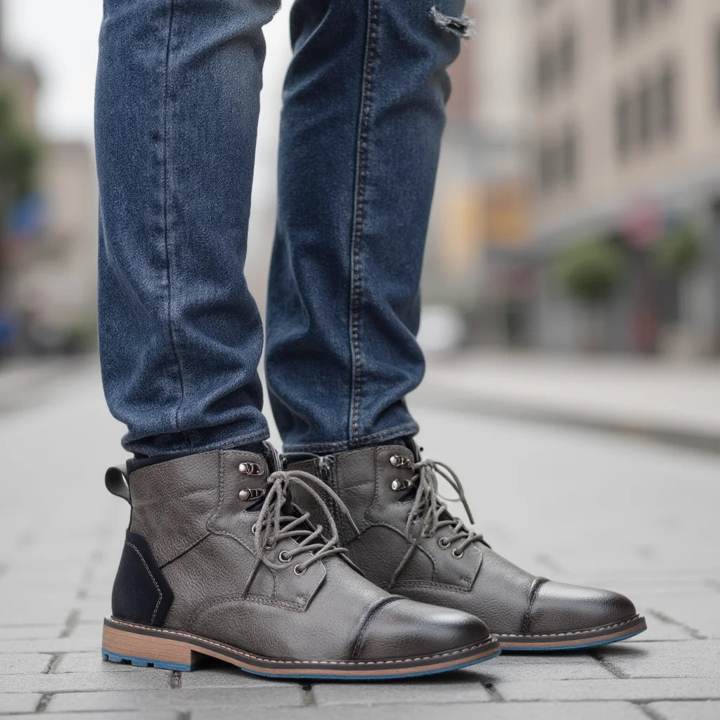 Men's Leather Ankle Boots Size