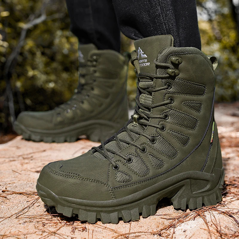 Men's Leather Tactical Hiking Work Boots