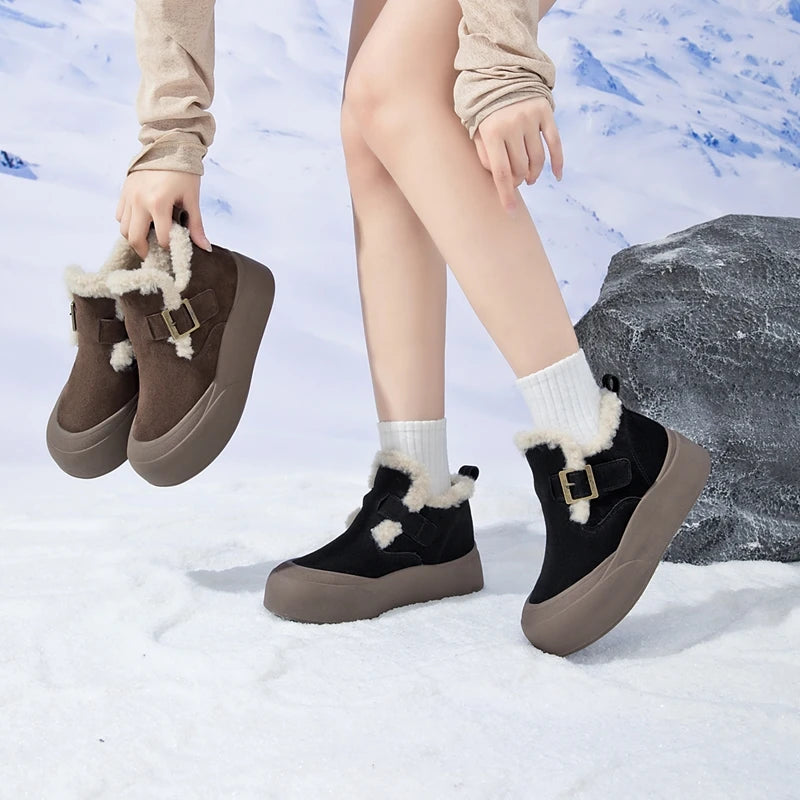 Women's Genuine Leather Warm Snow Boots