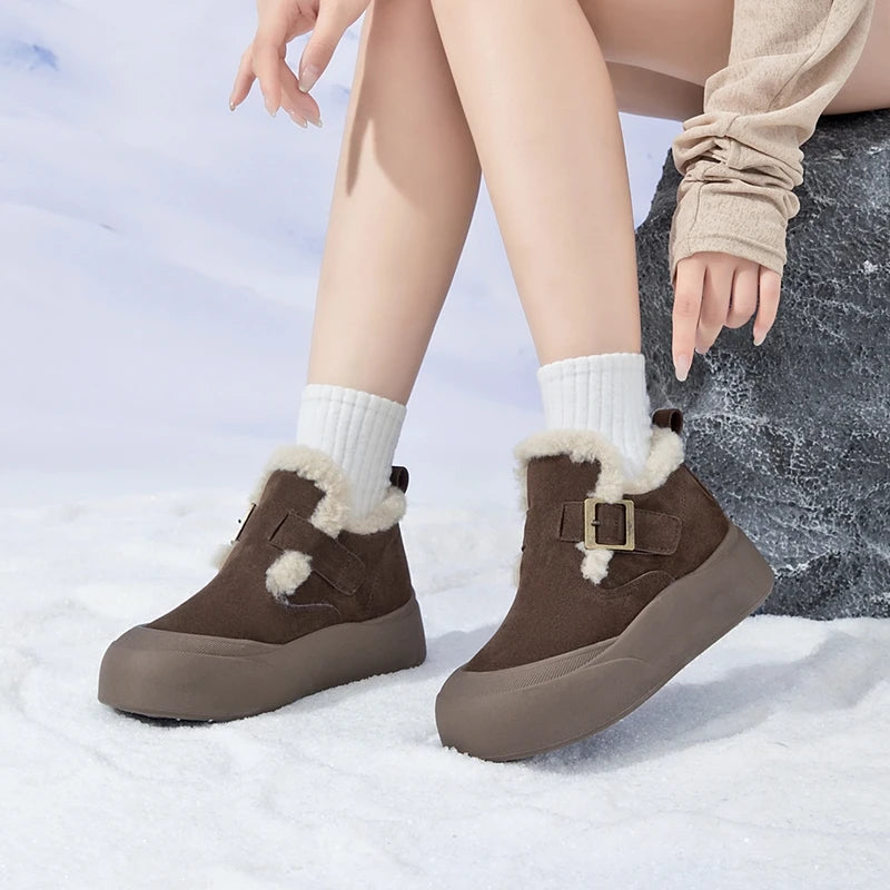 Women's Genuine Leather Warm Snow Boots