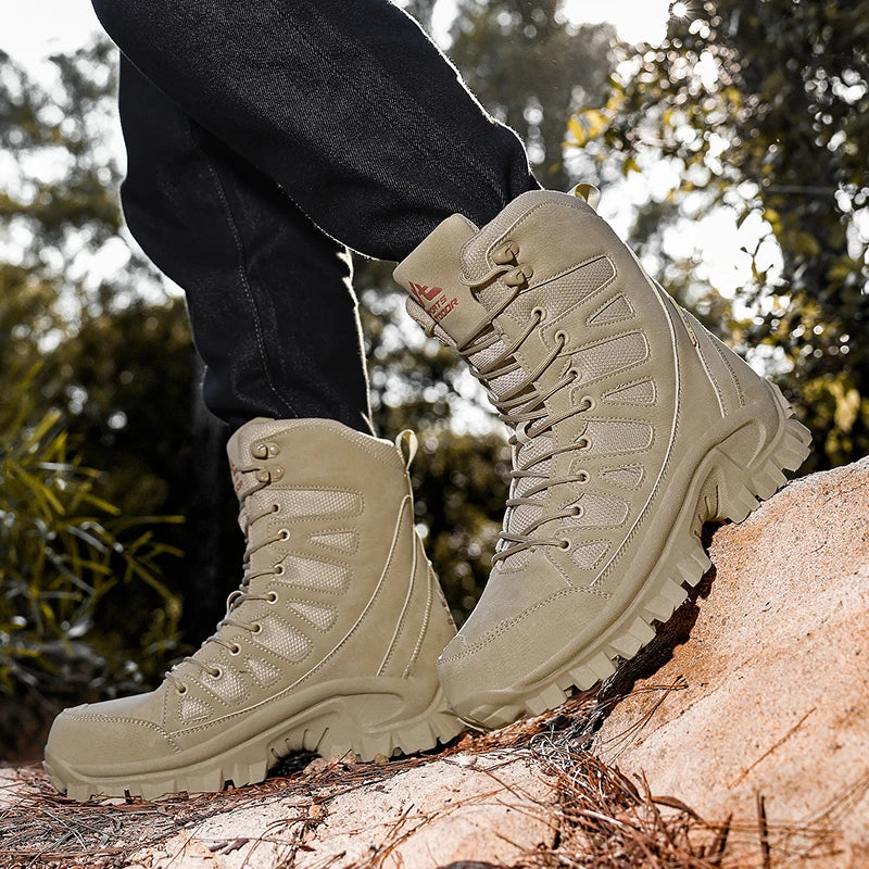 Men's Leather Tactical Hiking Work Boots