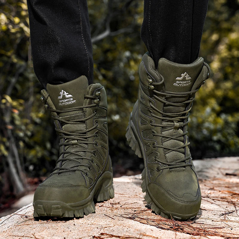 Men's Leather Tactical Hiking Work Boots