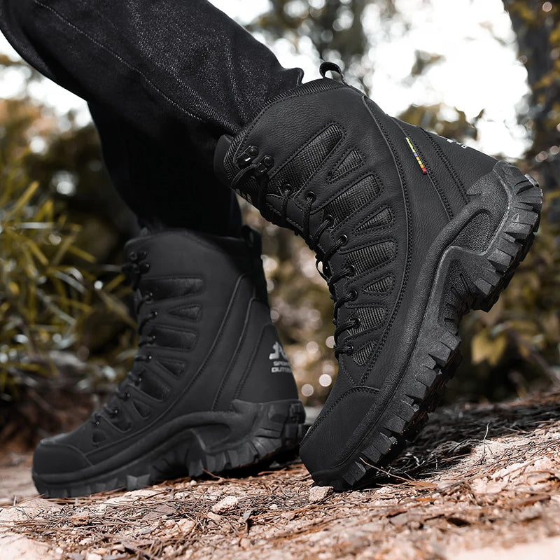 Men's Leather Tactical Hiking Work Boots