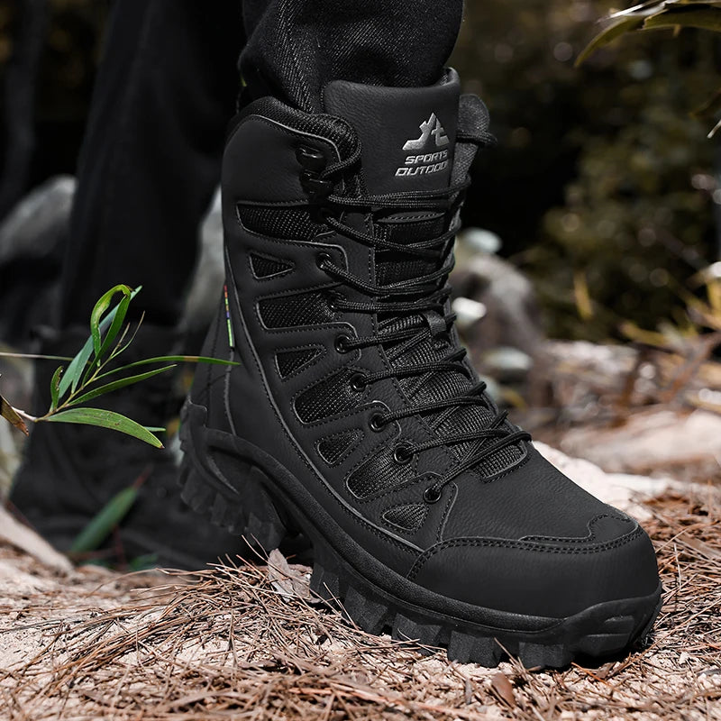 Men's Leather Tactical Hiking Work Boots